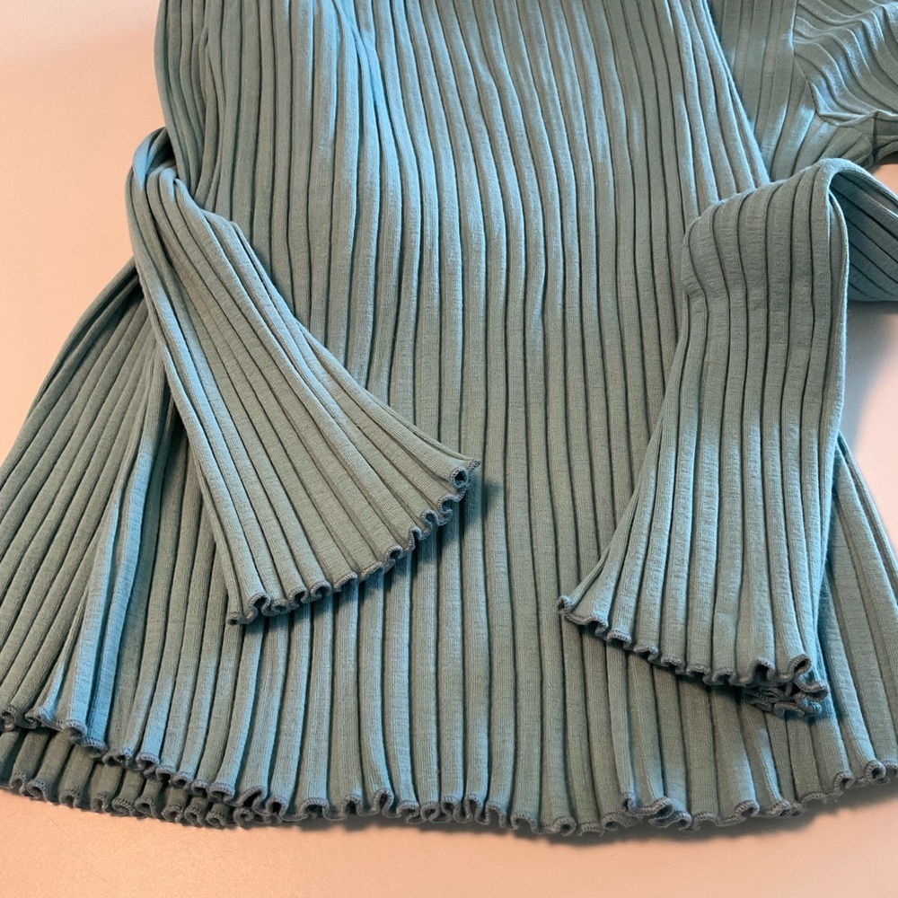 Simon Miller Long Ribbed Stretch Dress, Blue, Long Sleeve, Crew Neck, Sz XS - Picture 13 of 16